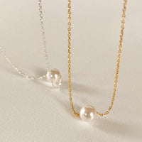 Minimalism Round Shell Pearl Curb Chain 925 Sterling Silver Necklace - KIAHMILLA
