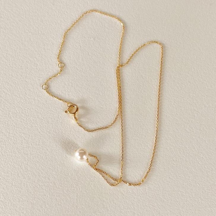 Minimalism Round Shell Pearl Curb Chain 925 Sterling Silver Necklace - KIAHMILLA