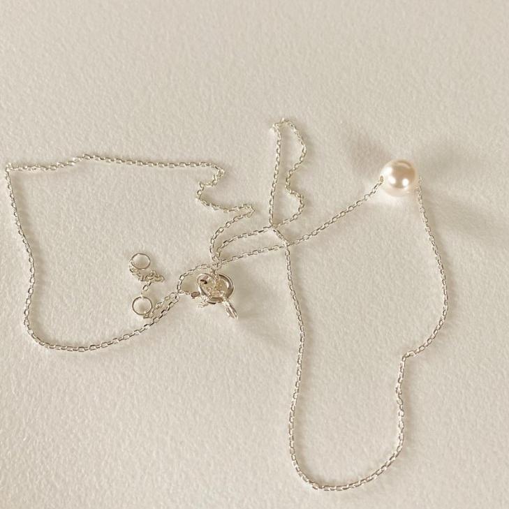 Minimalism Round Shell Pearl Curb Chain 925 Sterling Silver Necklace - KIAHMILLA