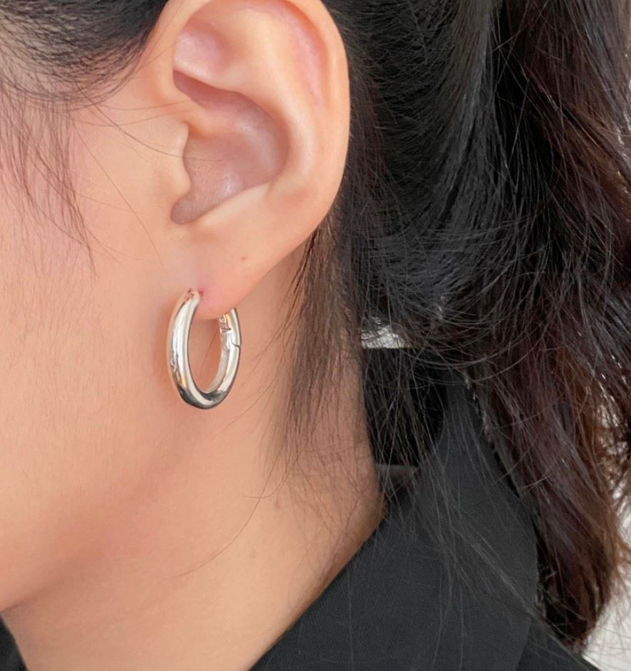 Minimalism Simple Circle 925 Sterling Silver Huggie Hoop Earrings - KIAHMILLA