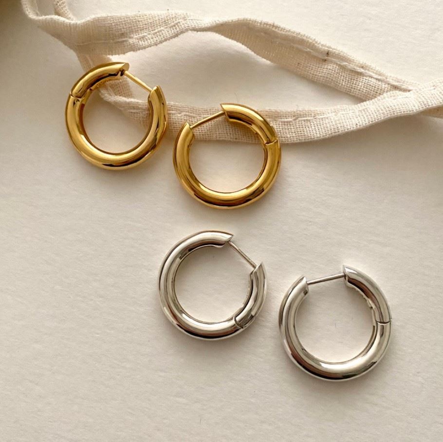 Minimalism Simple Circle 925 Sterling Silver Huggie Hoop Earrings - KIAHMILLA