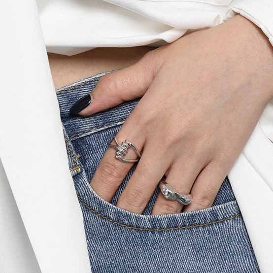 Minimalism Twist Knot 925 Sterling Silver Adjustable Ring - KIAHMILLA