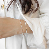 Minimalist Double Layer Snake Chain and Box Chain 925 Sterling Silver Bracelet - KIAHMILLA