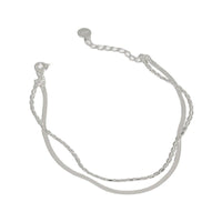 Minimalist Double Layer Snake Chain and Box Chain 925 Sterling Silver Bracelet - KIAHMILLA