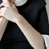 Minimalist Geometric Round Bead S925 Sterling Silver Snake Bone Chain Bracelet - KIAHMILLA
