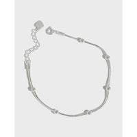 Minimalist Geometric Round Bead S925 Sterling Silver Snake Bone Chain Bracelet - KIAHMILLA