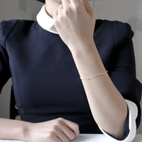 Minimalist Geometric Round Bead S925 Sterling Silver Snake Bone Chain Bracelet - KIAHMILLA