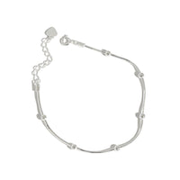 Minimalist Geometric Round Bead S925 Sterling Silver Snake Bone Chain Bracelet - KIAHMILLA