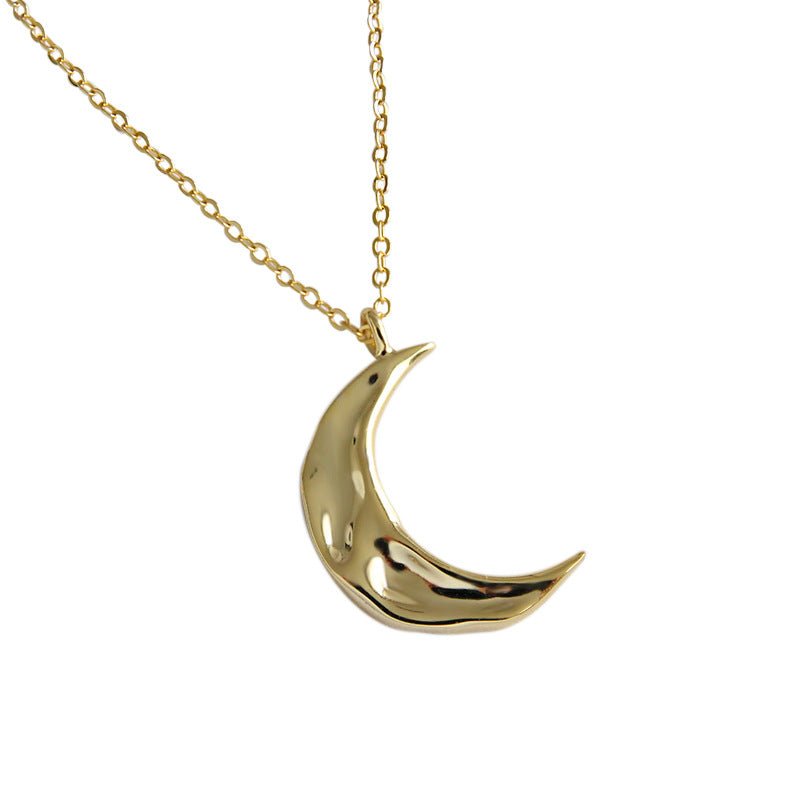 Minimalist Irregular Crescent Moon 925 Sterling Silver Necklace - KIAHMILLA