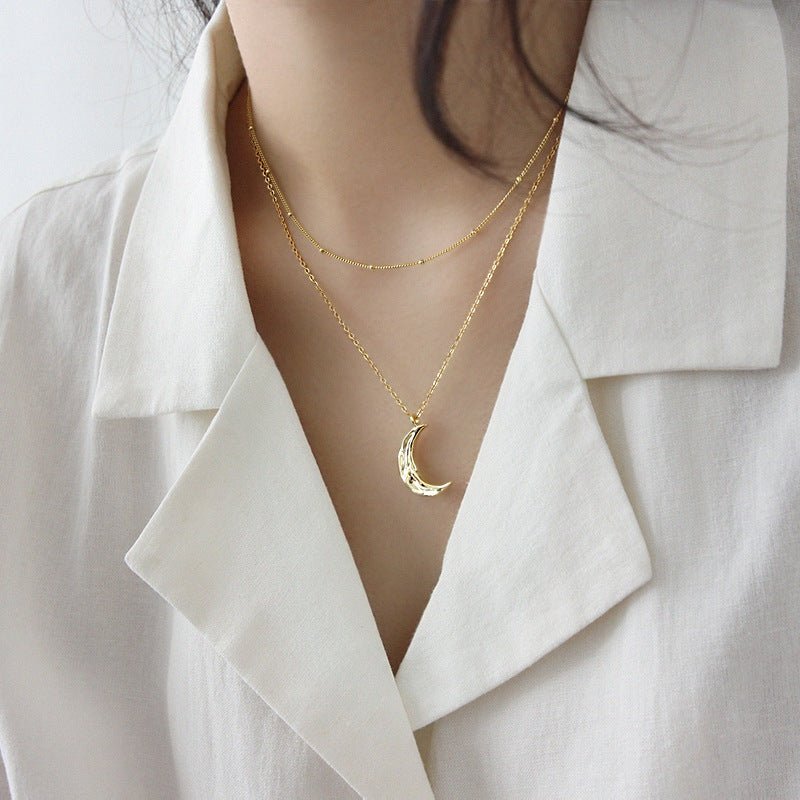 Minimalist Irregular Crescent Moon 925 Sterling Silver Necklace - KIAHMILLA