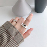 Minimalist Irregular Geometry Wide 925 Sterling Silver Adjustable Ring - KIAHMILLA