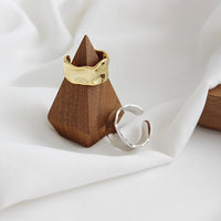 Minimalist Irregular Geometry Wide 925 Sterling Silver Adjustable Ring - KIAHMILLA