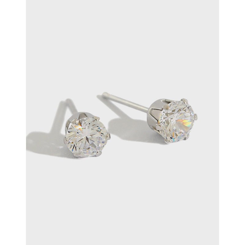 Minimalist Korean Style Women Elegant Fashion Jewelry S925 Sterling Silver Cubic Zirconia Stud Earrings - KIAHMILLA