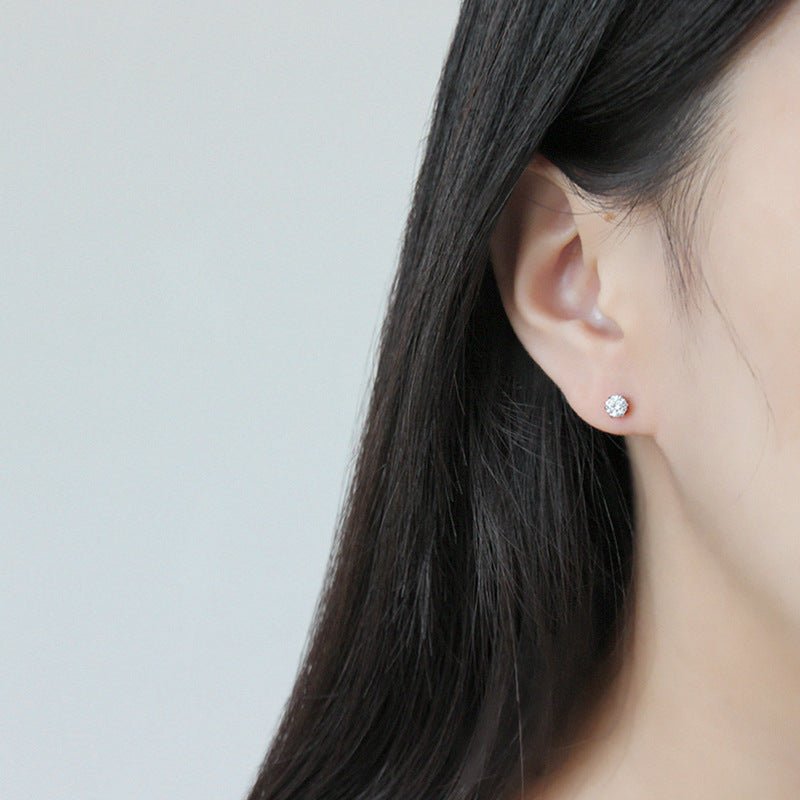 Minimalist Korean Style Women Elegant Fashion Jewelry S925 Sterling Silver Cubic Zirconia Stud Earrings - KIAHMILLA