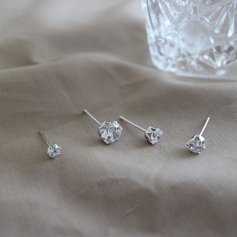 Minimalist Korean Style Women Elegant Fashion Jewelry S925 Sterling Silver Cubic Zirconia Stud Earrings - KIAHMILLA