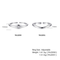 Minimalist Modern Geometric Wave 925 Sterling Silver Ring with Cubic Zirconia Adjustable Ring - KIAHMILLA