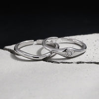 Minimalist Modern Geometric Wave 925 Sterling Silver Ring with Cubic Zirconia Adjustable Ring - KIAHMILLA