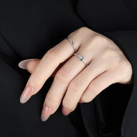 Minimalist Modern Geometric Wave 925 Sterling Silver Ring with Cubic Zirconia Adjustable Ring - KIAHMILLA