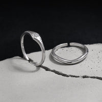 Minimalist Modern Geometric Wave 925 Sterling Silver Ring with Cubic Zirconia Adjustable Ring - KIAHMILLA