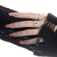 Minimalist Style Unique Starfish Design Peridot Embedded 925 Sterling Silver 18K Gold Plated Open Adjustable Ring - KIAHMILLA