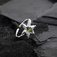 Minimalist Style Unique Starfish Design Peridot Embedded 925 Sterling Silver 18K Gold Plated Open Adjustable Ring - KIAHMILLA
