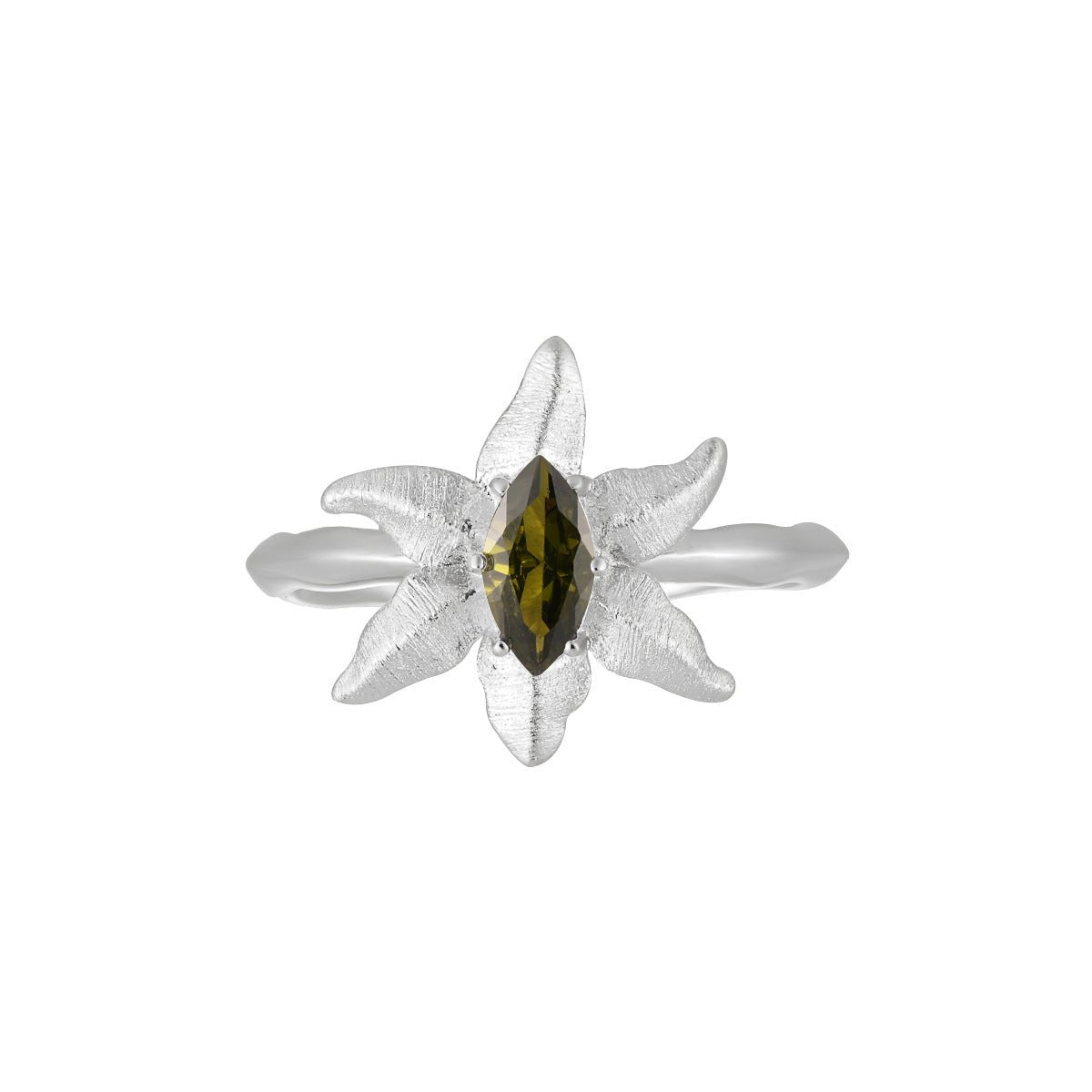 Minimalist Style Unique Starfish Design Peridot Embedded 925 Sterling Silver 18K Gold Plated Open Adjustable Ring - KIAHMILLA