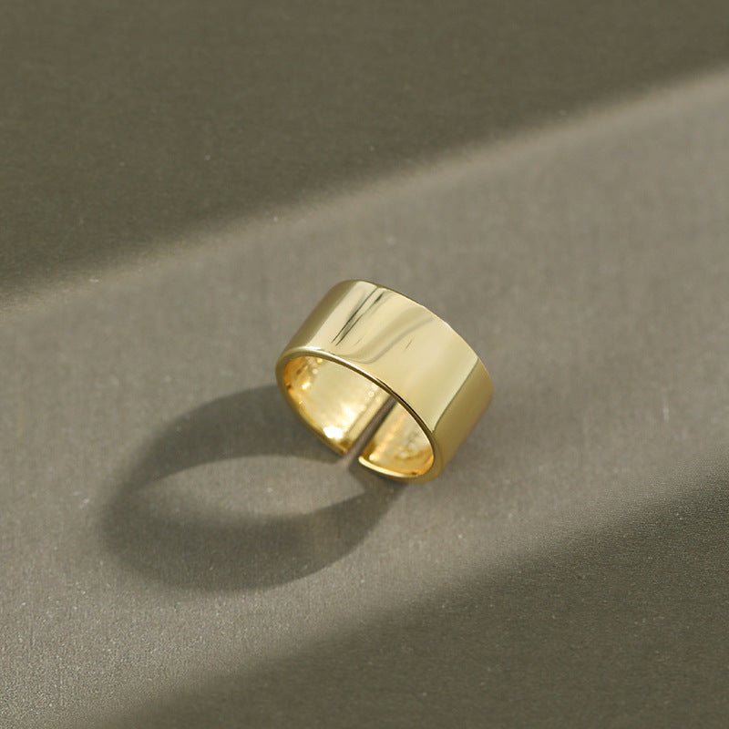 Minimalist Wide Smooth 925 Sterling Silver Adjustable Ring - KIAHMILLA