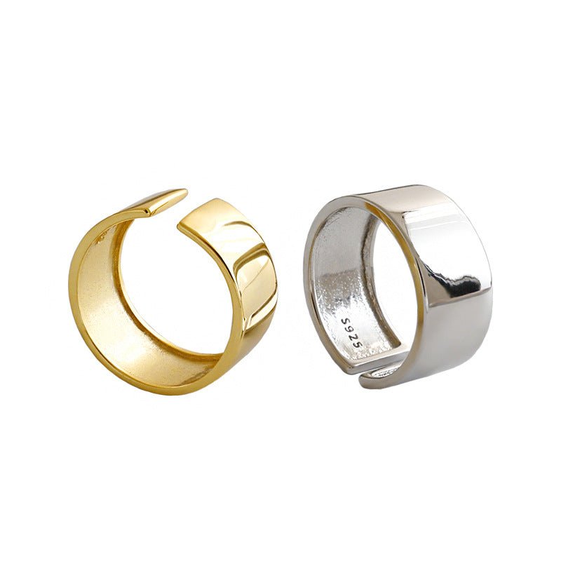 Minimalist Wide Smooth 925 Sterling Silver Adjustable Ring - KIAHMILLA