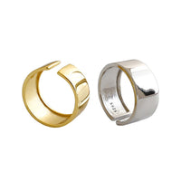 Minimalist Wide Smooth 925 Sterling Silver Adjustable Ring - KIAHMILLA