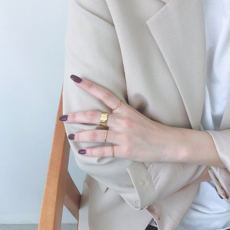 Minimalist Wide Smooth 925 Sterling Silver Adjustable Ring - KIAHMILLA