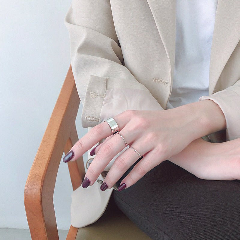 Minimalist Wide Smooth 925 Sterling Silver Adjustable Ring - KIAHMILLA