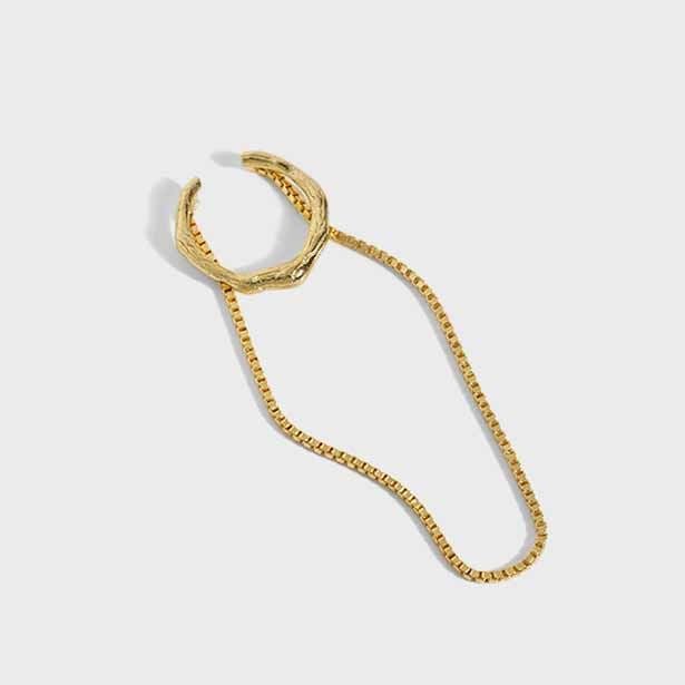 Modern Chain Tassels 925 Sterling Silver Non-Pierced Earring(Single) - KIAHMILLA