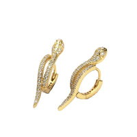 Modern CZ Snake 925 Sterling Silver Animal Hoop Earrings - KIAHMILLA