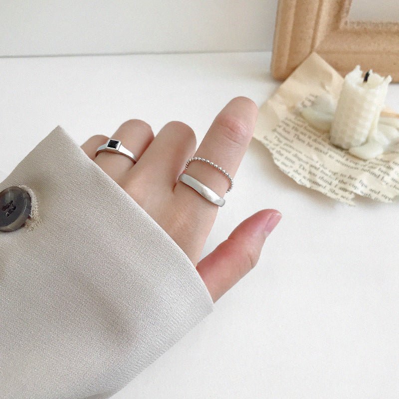 Modern Double Layer Beads Chain 925 Sterling Silver Adjustable Ring - KIAHMILLA