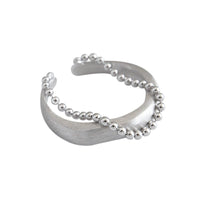 Modern Double Layer Beads Chain 925 Sterling Silver Adjustable Ring - KIAHMILLA