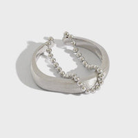 Modern Double Layer Beads Chain 925 Sterling Silver Adjustable Ring - KIAHMILLA