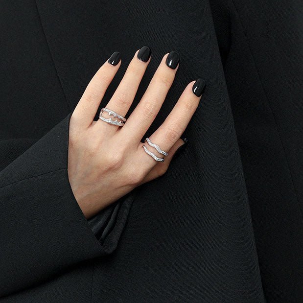 Modern Doule Layers Squid 925 Sterling Silver Adjustable Ring - KIAHMILLA