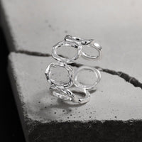 Modern Fashion Jewelry Geometric Round Hollow 925 Sterling Silver Adjustable Ring - KIAHMILLA