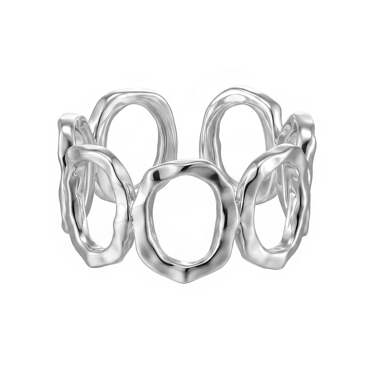 Modern Fashion Jewelry Geometric Round Hollow 925 Sterling Silver Adjustable Ring - KIAHMILLA