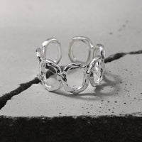 Modern Fashion Jewelry Geometric Round Hollow 925 Sterling Silver Adjustable Ring - KIAHMILLA