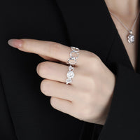 Modern Fashion Jewelry Geometric Round Hollow 925 Sterling Silver Adjustable Ring - KIAHMILLA