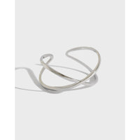 Modern Geometric X Shape Adjustable Pure Metal 925 Sterling Silver Open Band Minimalist Design Ring - KIAHMILLA