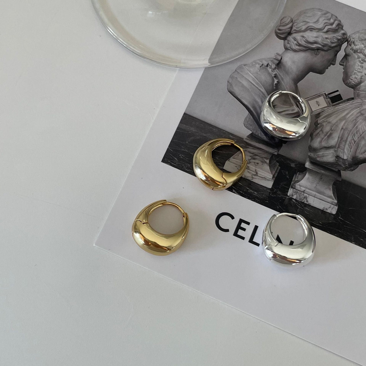 Modern Geometry Curve Circle 925 Sterling Silver Huggie Hoop Earrings - KIAHMILLA
