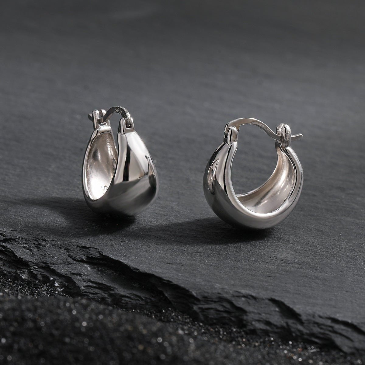 Modern Geometry U Shape Arc 925 Sterling Silver Hoop Earrings - KIAHMILLA