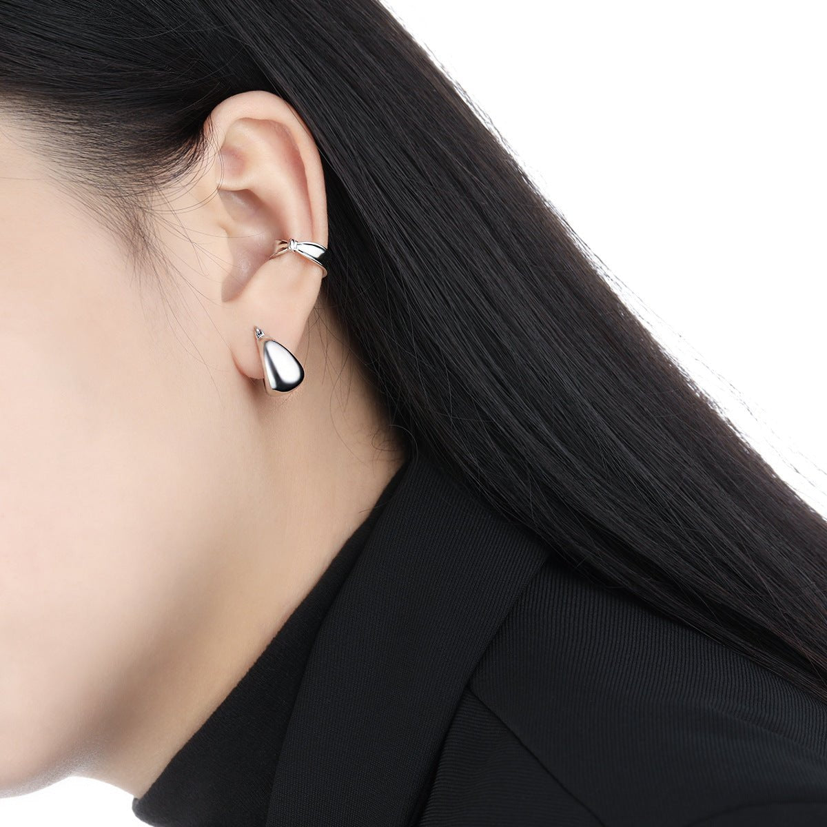 Modern Geometry U Shape Arc 925 Sterling Silver Hoop Earrings - KIAHMILLA