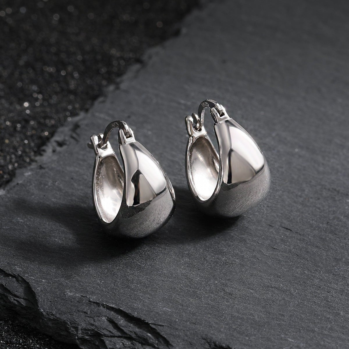 Modern Geometry U Shape Arc 925 Sterling Silver Hoop Earrings - KIAHMILLA