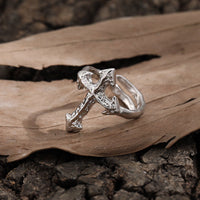 Modern Irregular Cross 925 Sterling Silver Adjustable Ring - KIAHMILLA