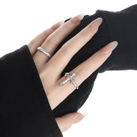 Modern Irregular Cross 925 Sterling Silver Adjustable Ring - KIAHMILLA