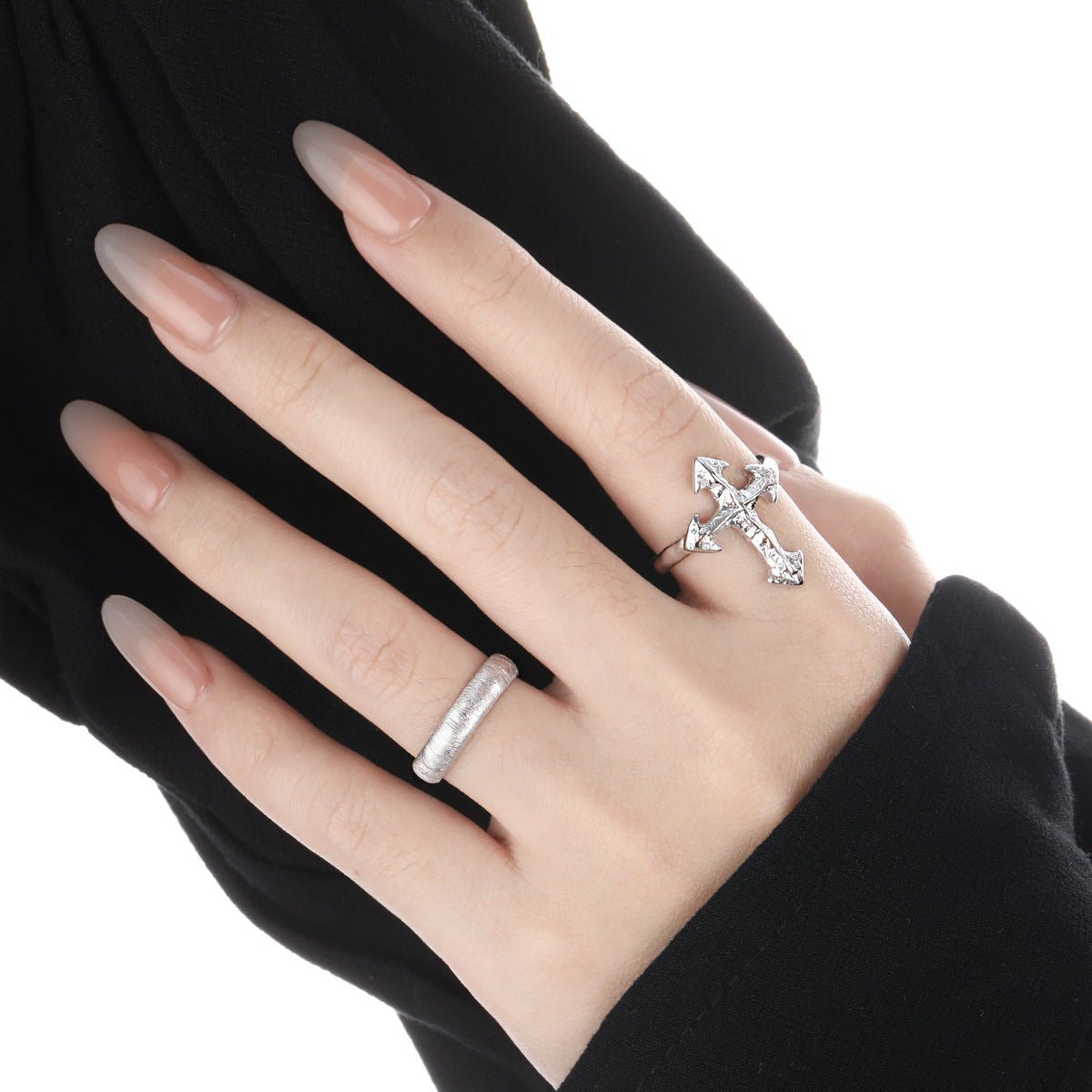 Modern Irregular Cross 925 Sterling Silver Adjustable Ring - KIAHMILLA