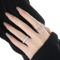 Modern Irregular Cross 925 Sterling Silver Adjustable Ring - KIAHMILLA
